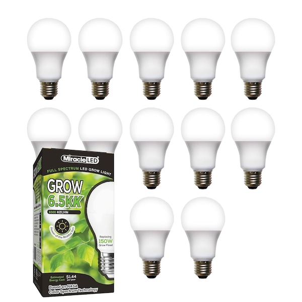Miracle Led 6.5KK Pro-Pk Indoor Grow Lght Bulb, 6500K Full Spec Rplc 150W Grow Bulbs for Vegetables/Herbs, 12PK 801881 - main